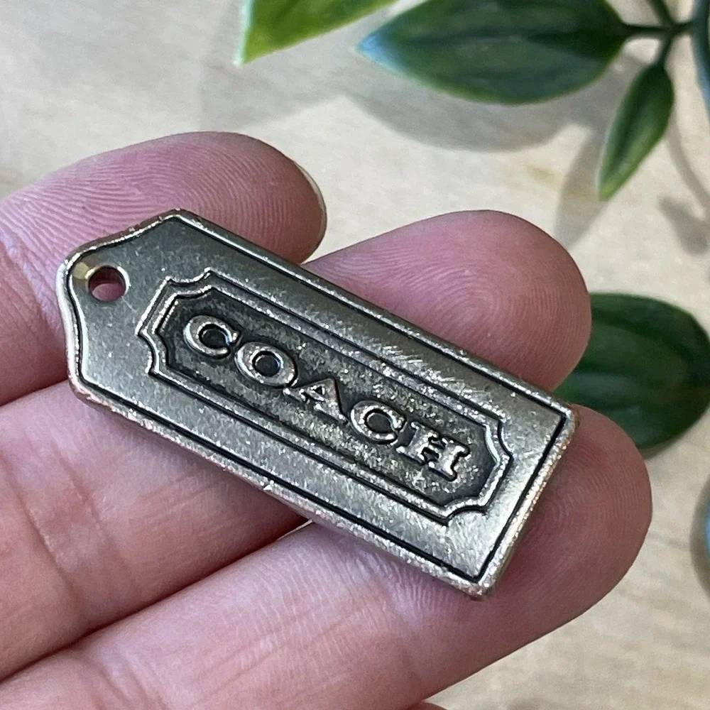 Vintage Coach Brushed Silver Metal Hangtag Bag Charm Replacement Y2K Logo Fob